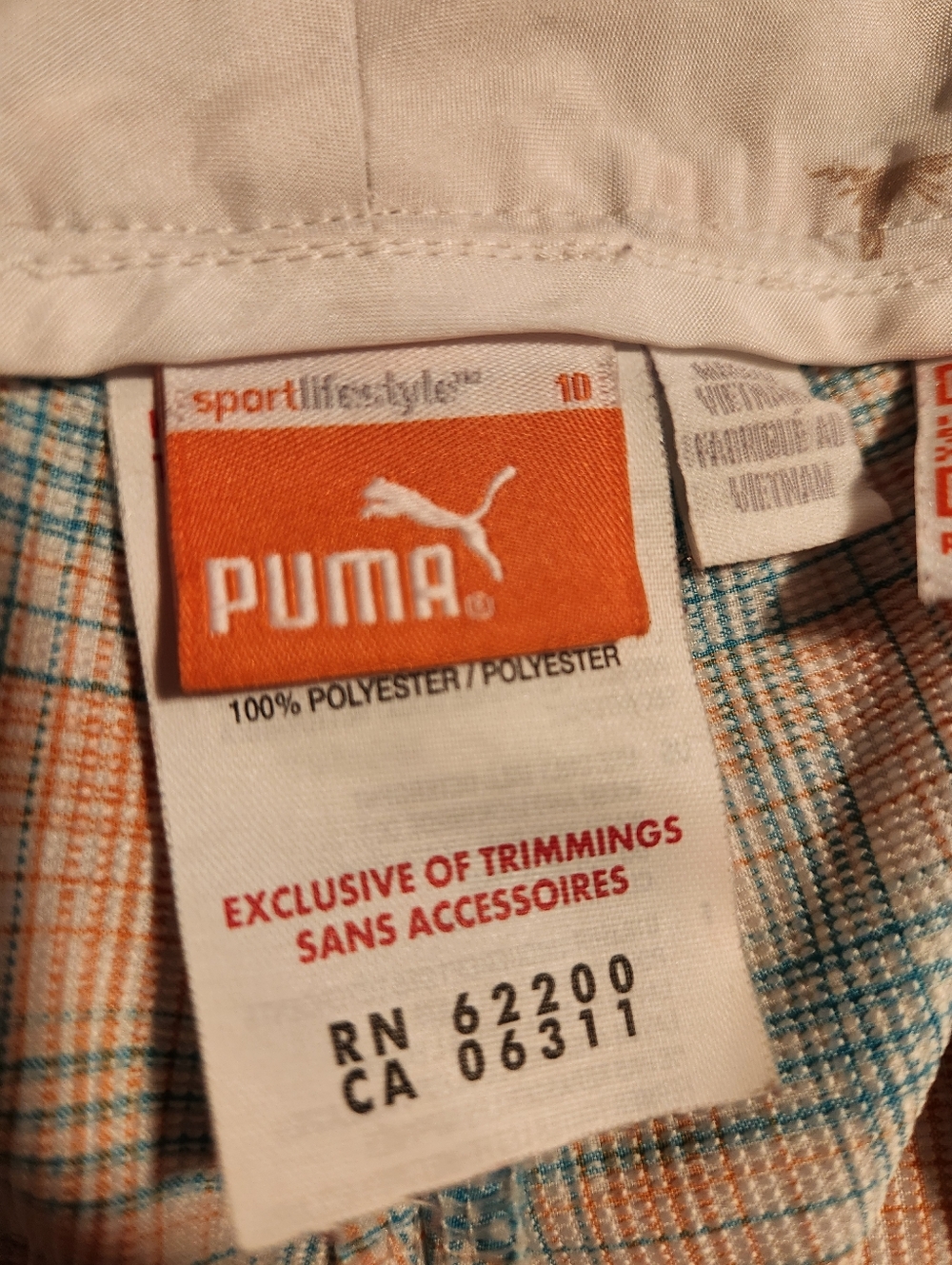 Like New Puma Peach and Teal Plaid Women's Dry Fit Golf Shorts Size 10 - Picture 9 of 11